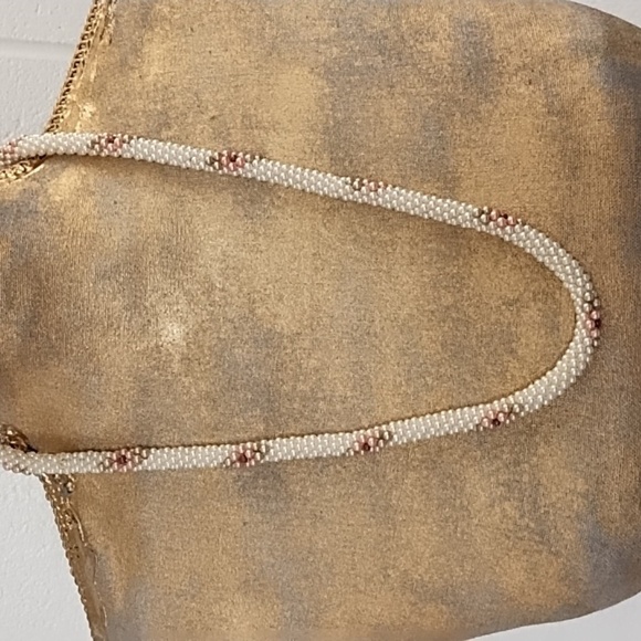 Seed Pearls Stranded into a Pastel Floral Design, Thick Round Chain of Pearls - Picture 1 of 8